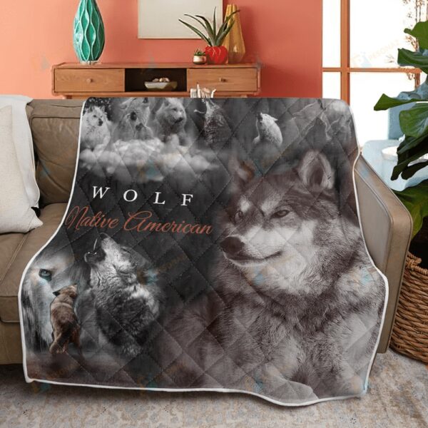 Native American Blanket, Wolf Native American All Over Printed Blanket, Native Blankets