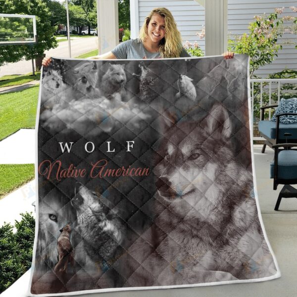 Native American Blanket, Wolf Native American All Over Printed Blanket, Native Blankets