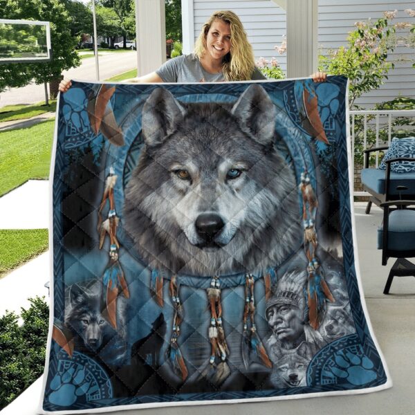 Native American Blanket, Wolf Spirit Native American All Over Printed Blanket, Native Blankets