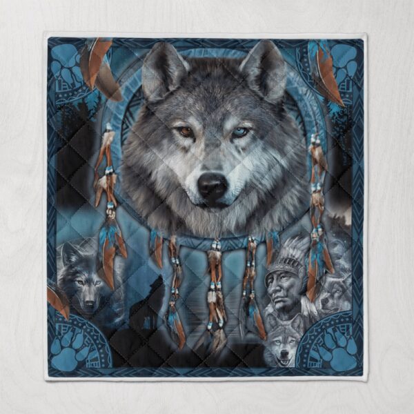 Native American Blanket, Wolf Spirit Native American All Over Printed Blanket, Native Blankets