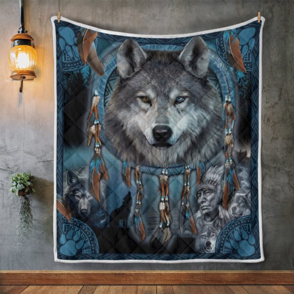 Native American Blanket, Wolf Spirit Native American All Over Printed Blanket, Native Blankets