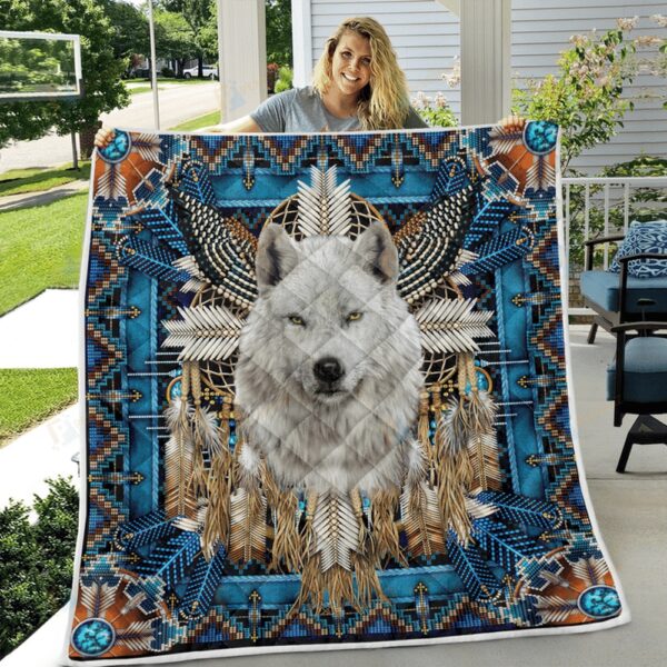 Native American Blanket, Wolf Trbe Native American All Over Printed Blanket, Native Blankets