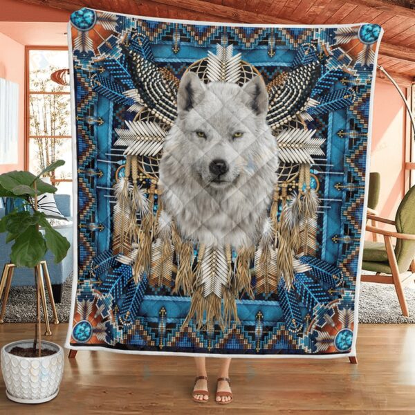 Native American Blanket, Wolf Trbe Native American All Over Printed Blanket, Native Blankets