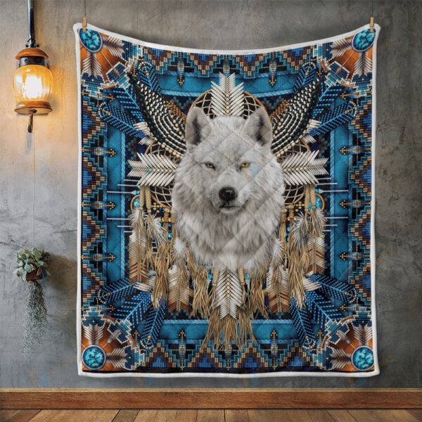 Native American Blanket, Wolf Trbe Native American All Over Printed Blanket, Native Blankets