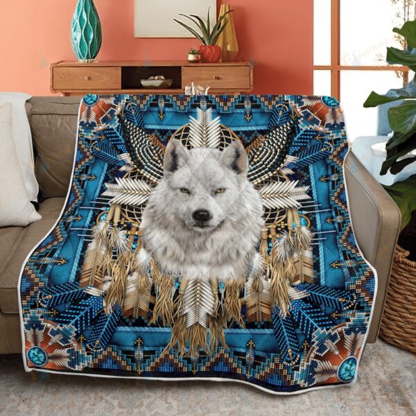 Native American Blanket, Wolf Trbe Native American All Over Printed Blanket, Native Blankets