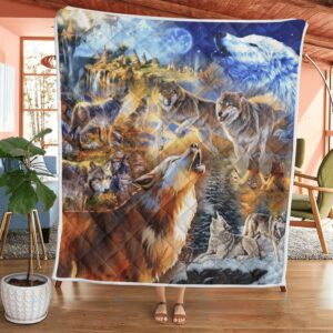 Native American Blanket, Wolves Native American All…