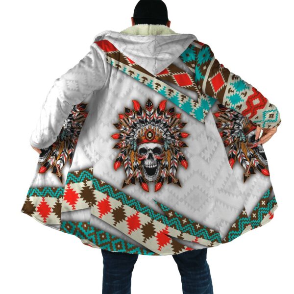 Native American Coat, Aboriginal Skull Native American 3D All Over Printed Hooded Cloak Coat