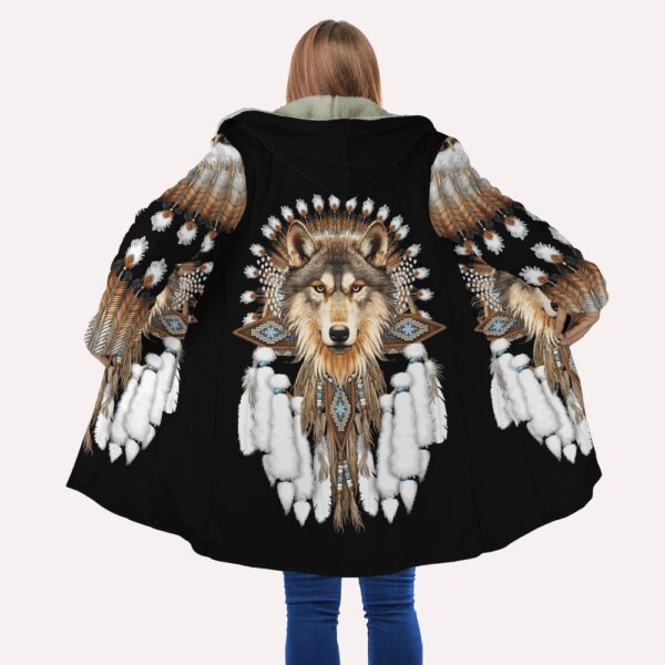 Native American Coat, Alpha Wolf Native American Hooded Cloak Coat, Native American Hoodies