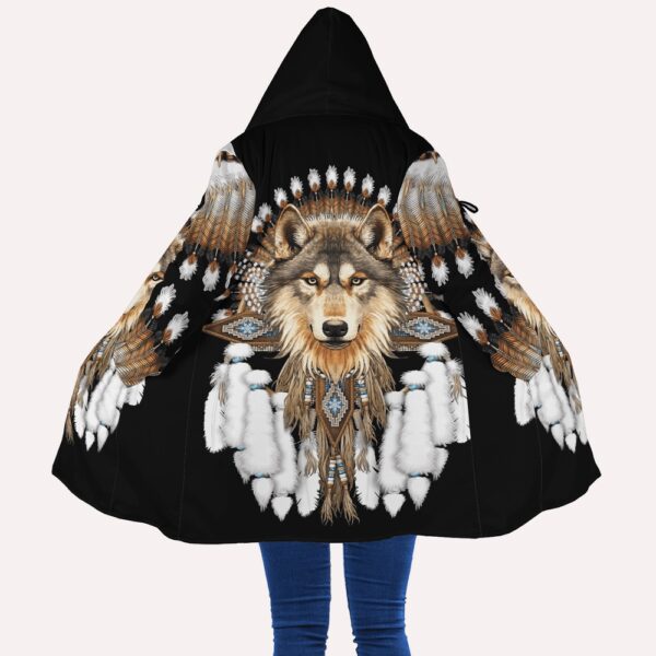 Native American Coat, Alpha Wolf Native American Hooded Cloak Coat, Native American Hoodies