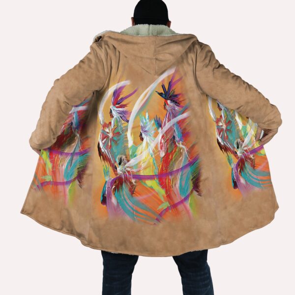 Native American Coat, Ancient Dance Native American 3D All Over Printed Shirts Hooded Cloak Coat