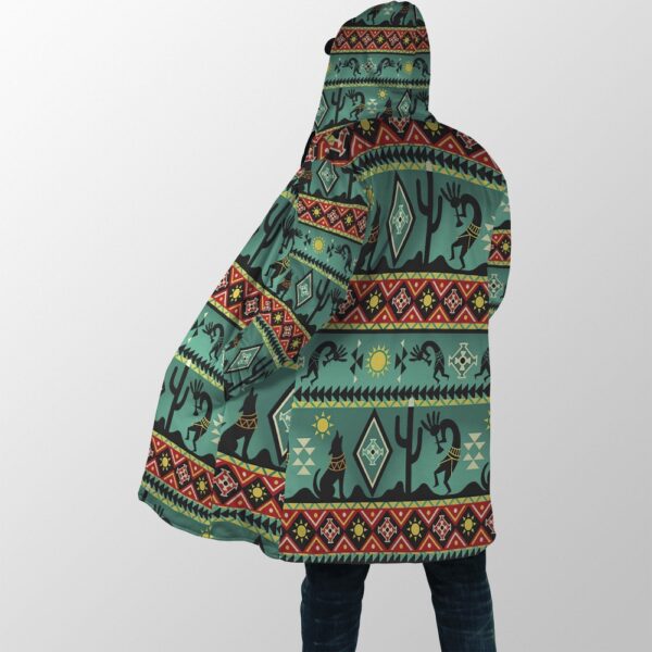 Native American Coat, Ancient Pattern Native American 3D All Over Printed Hooded Cloak Coat