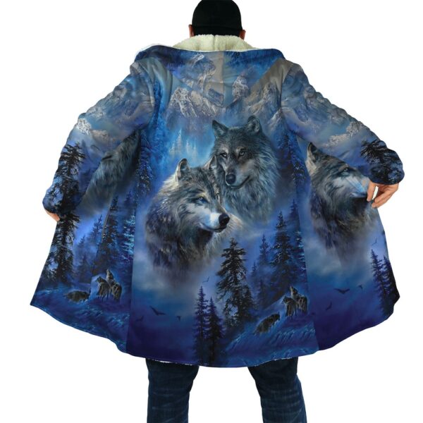 Native American Coat, Animal Pattern Wolf Native American 3D All Over Printed Hooded Cloak Coat