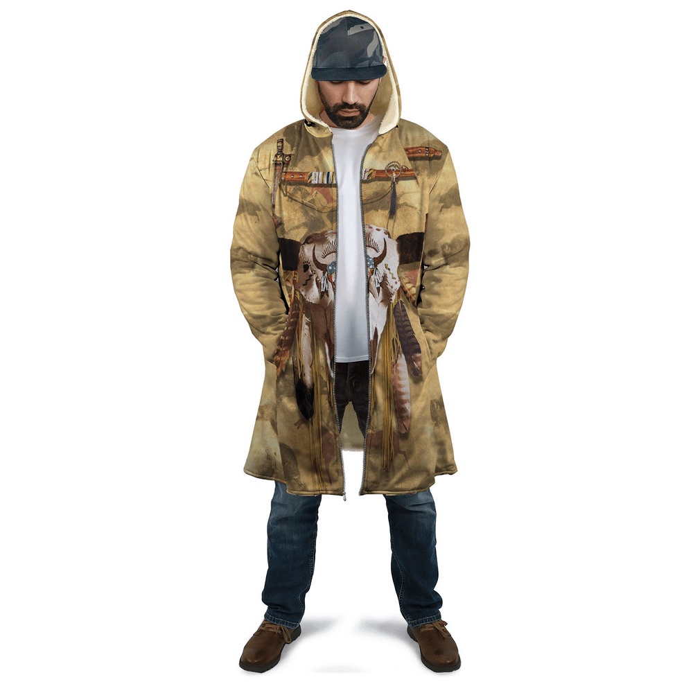 Native American Coat, Animal Sacrifice Native American 3D All Over Printed Hooded Cloak Coat
