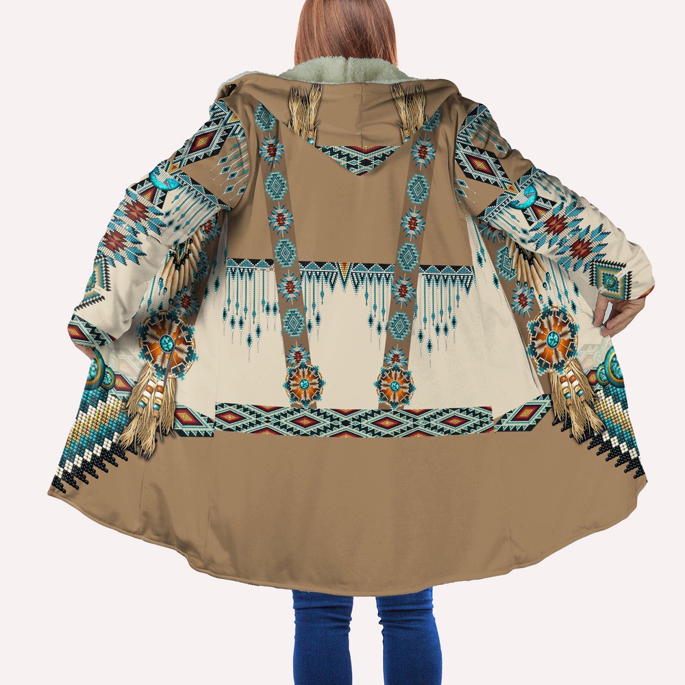 Native American Coat, Apache Warrior Native American All Over Printed Hooded Cloak Coat, Native American Hoodies