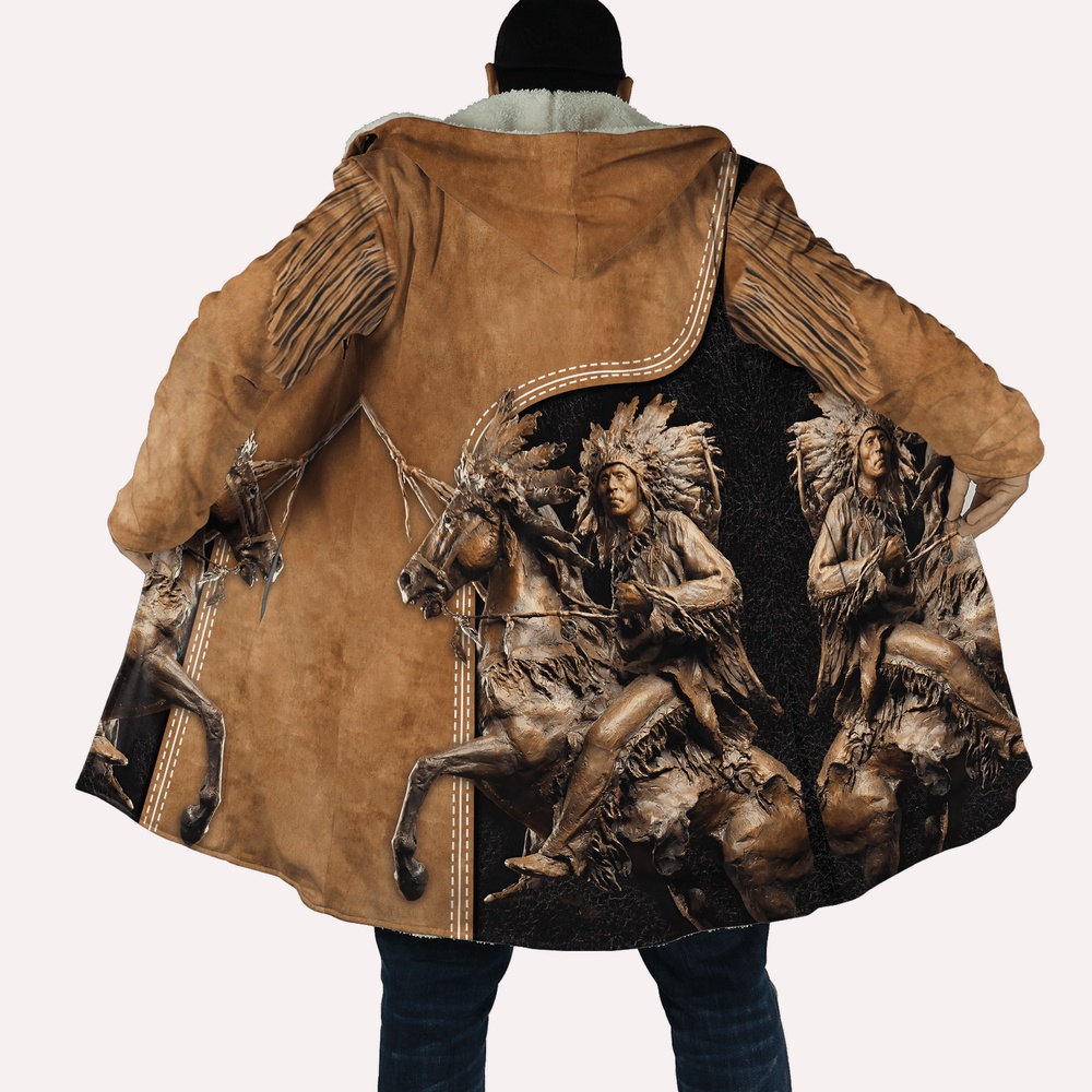 Native American Coat, Battle Native American Pride 3D All Over Printed Hooded Cloak Coat