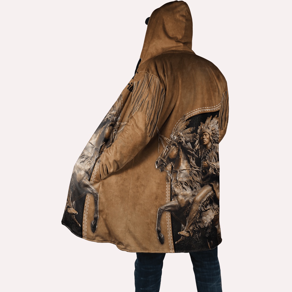 Native American Coat, Battle Native American Pride 3D All Over Printed Hooded Cloak Coat