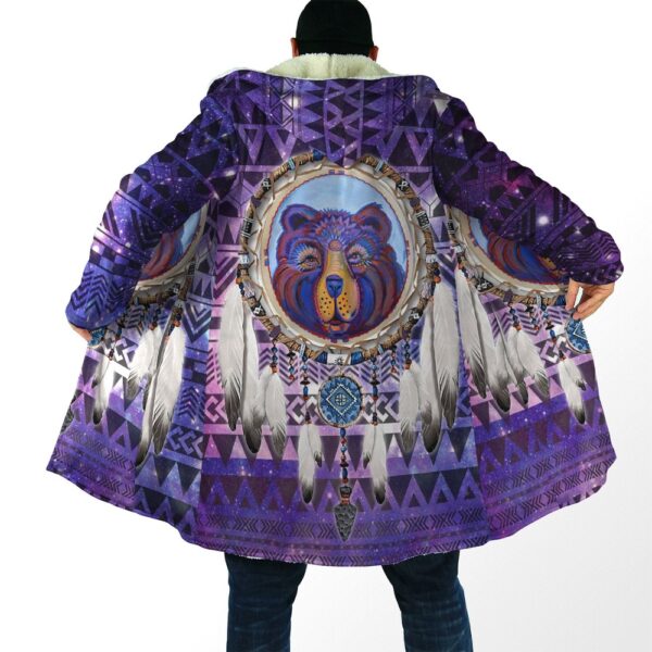 Native American Coat, Bear Native American 3D All Over Printed Hooded Cloak Coat