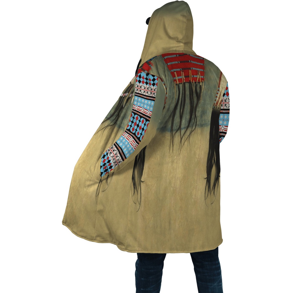 Native American Coat, Beautiful Dream Native American 3D All Over Printed Hooded Cloak Coat