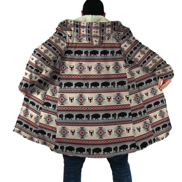 Native American Coat, Bison Motif Native American 3D All Over Printed Hooded Cloak Coat