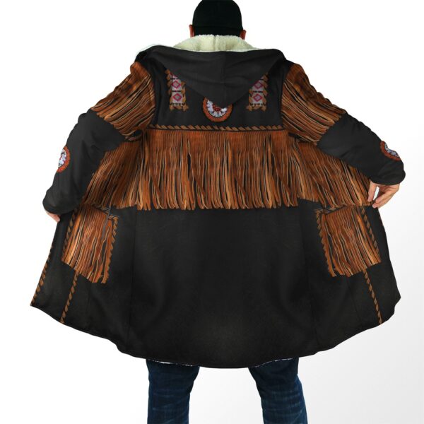 Native American Coat, Black And Brown Native American 3D All Over Printed Hooded Cloak Coat