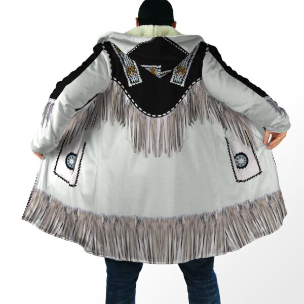 Native American Coat, Black And White Native American 3D All Over Printed Hooded Cloak Coat