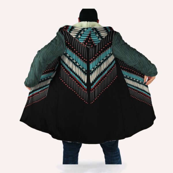 Native American Coat, Brocade Pattern Native American 3D All Over Printed Hooded Cloak Coat