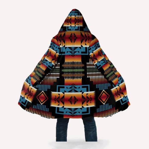 Native American Coat, Brocade Patterns Native American 3D All Over Printed Hooded Cloak Coat