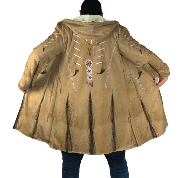 Native American Coat, Brown Native American 3D All Over Printed Hooded Cloak Coat