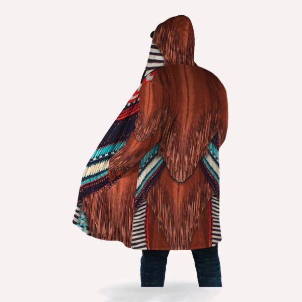 Native American Coat, Brown White Blue Native American 3D All Over Printed Hooded Cloak Coat