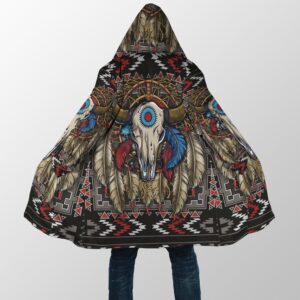 Native American Coat Buffalo Skull Native American 3D All Over Printed Hooded Cloak Coat 2 ajvmdc.jpg