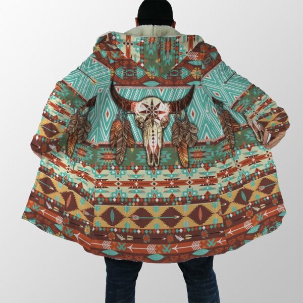 Native American Coat, Casual Skull Native American 3D All Over Printed Hooded Cloak Coat