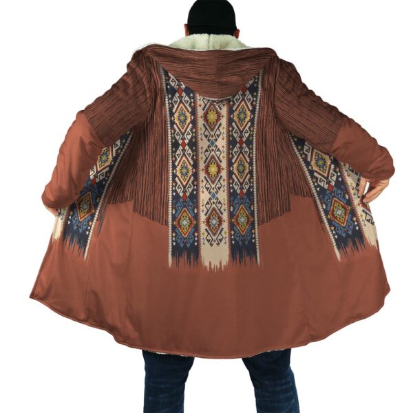 Native American Coat, Characteristic Motifs Native American 3D All Over Printed Hooded Cloak Coat
