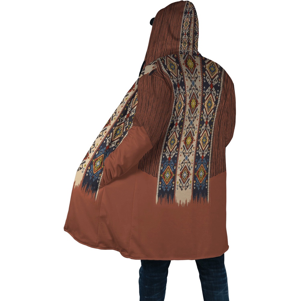 Native American Coat, Characteristic Motifs Native American 3D All Over Printed Hooded Cloak Coat