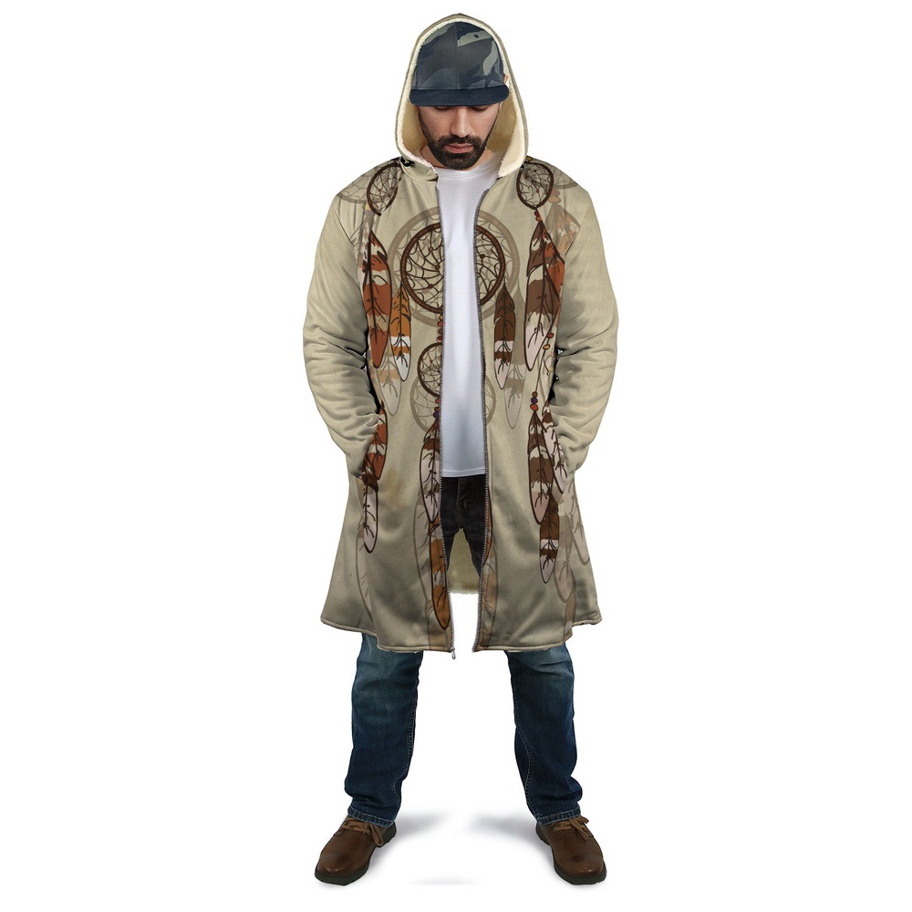 Native American Coat, Chief Dan Geogre Native American 3D All Over Printed Hooded Cloak Coat
