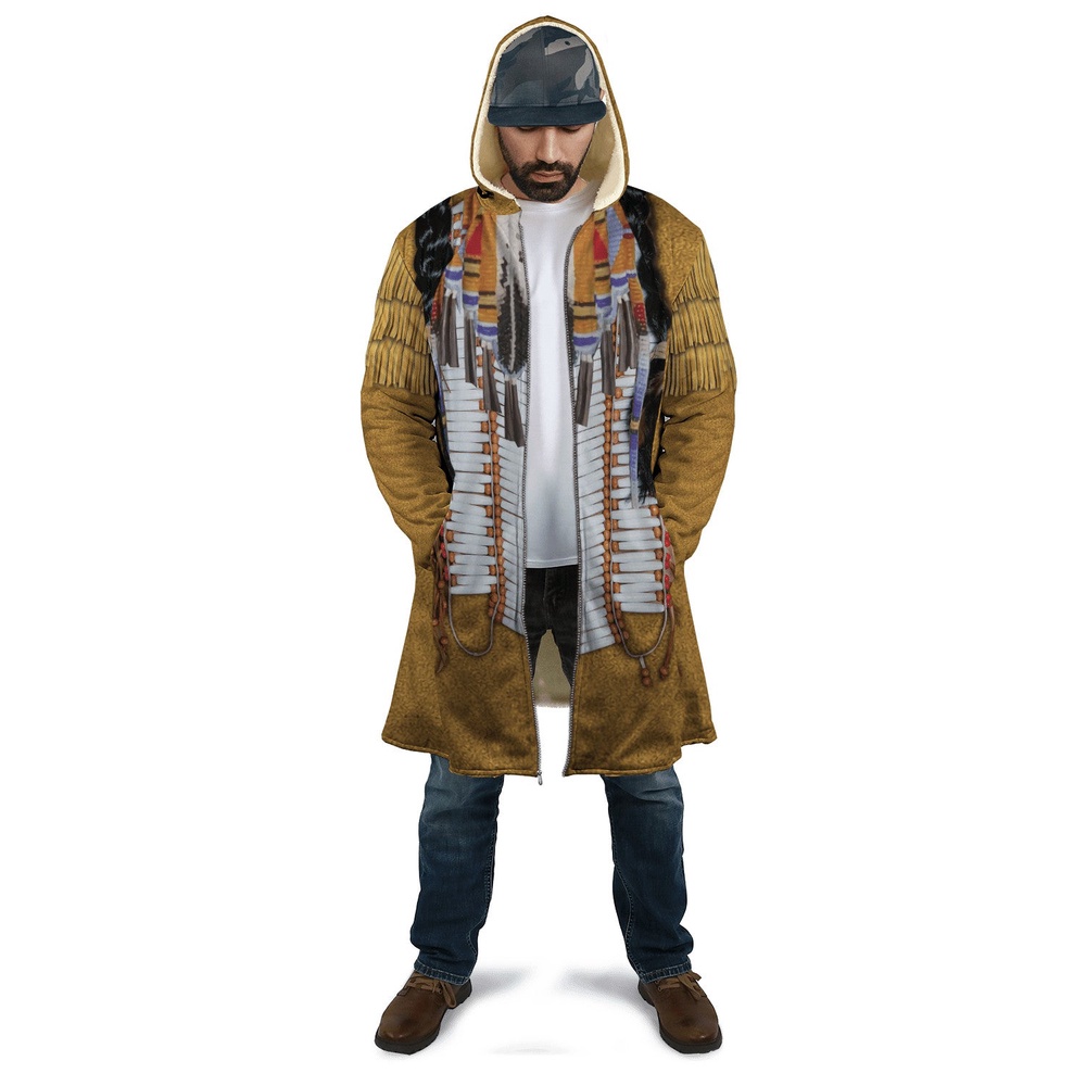 Native American Coat, Clan Chief Native American 3D All Over Printed Hooded Cloak Coat