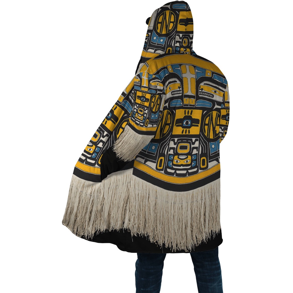 Native American Coat, Classic Pattern Native American 3D All Over Printed Hooded Cloak Coat