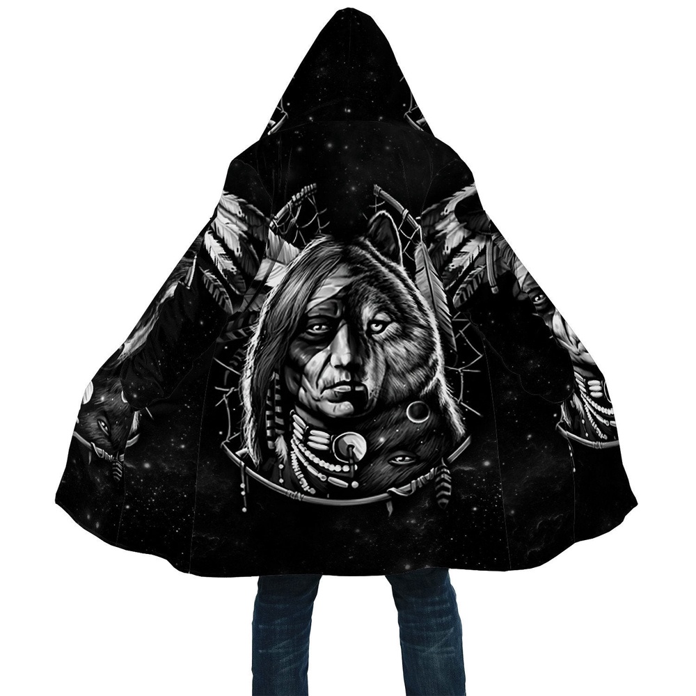 Native American Coat, Combination Native American 3D All Over Printed Hooded Cloak Coat