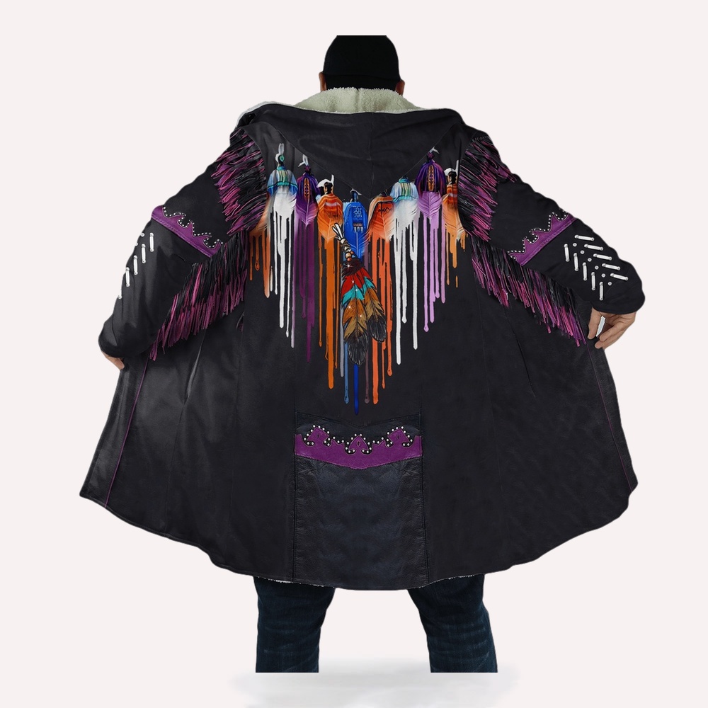 Native American Coat, Cosmic Star Native American 3D All Over Printed Hooded Cloak Coat