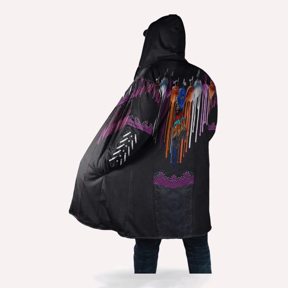 Native American Coat, Cosmic Star Native American 3D All Over Printed Hooded Cloak Coat