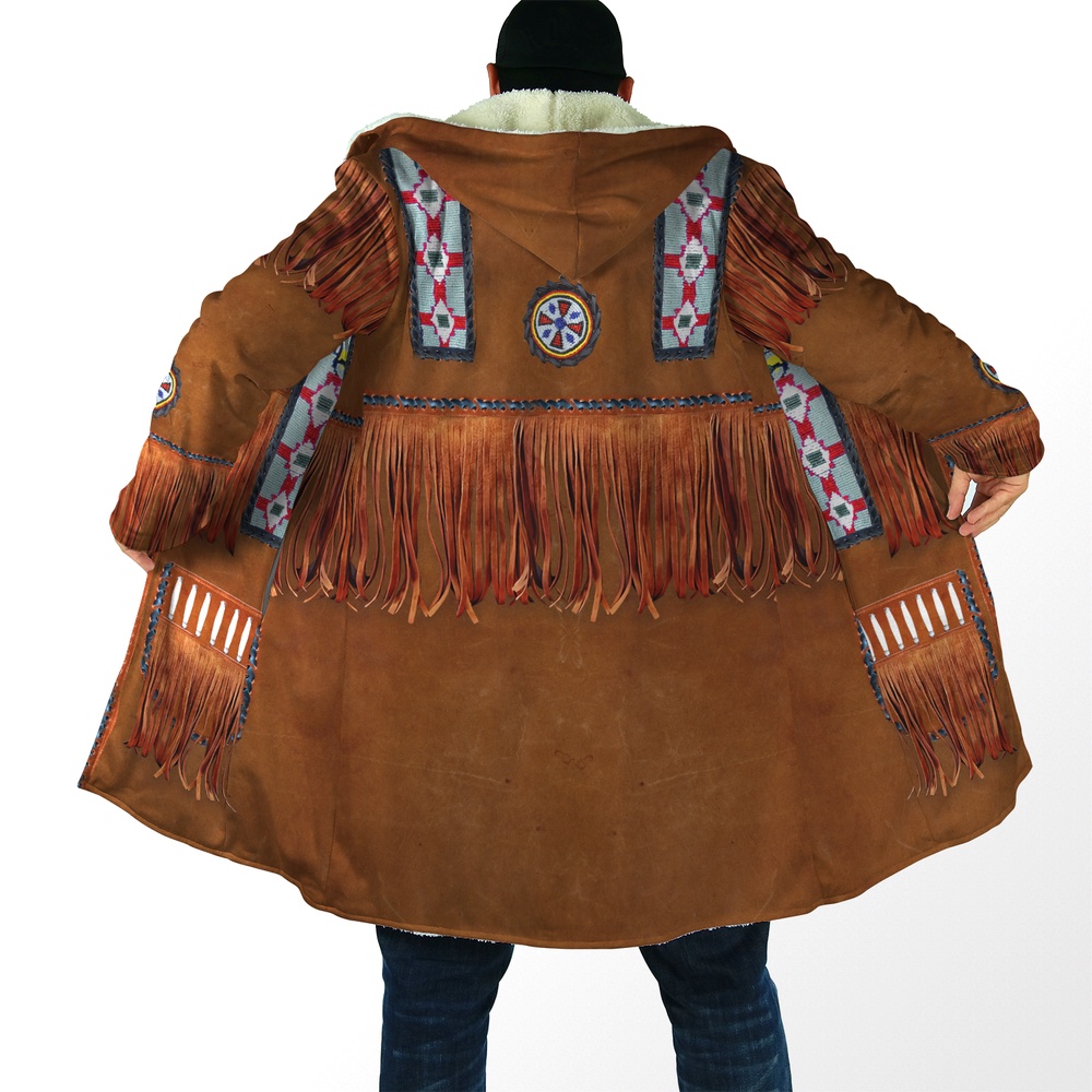 Native American Coat, Cowboy Native American 3D All Over Printed Hooded Cloak Coat