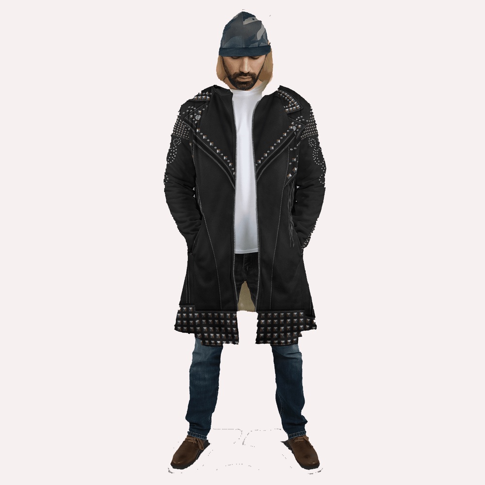 Native American Coat, Cowboy Stone Motifs Native American 3D All Over Printed Hooded Cloak Coat