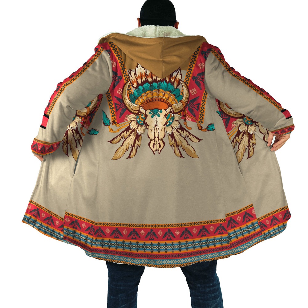 Native American Coat, Cultural Street Bliss Native American 3D All Over Printed Hooded Cloak Coat Native American Coat, Cultural Street Bliss Native American 3D All Over Printed Hooded Cloak Coat