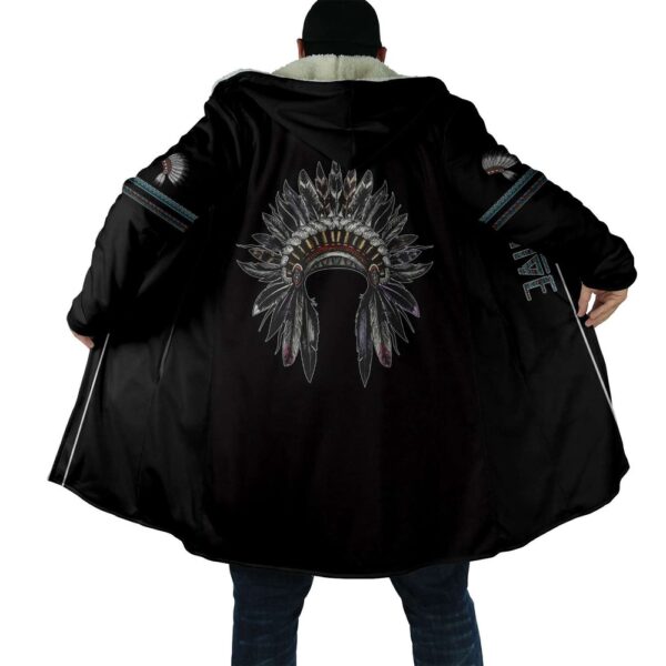 Native American Coat, Custom Name Aboriginal Hat Native American3D All Over Printed Hooded Cloak Coat