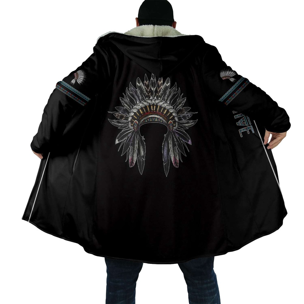 Native American Coat, Custom Name Aboriginal Hat Native American3D All Over Printed Hooded Cloak Coat Native American Coat, Custom Name Aboriginal Hat Native American3D All Over Printed Hooded Cloak Coat
