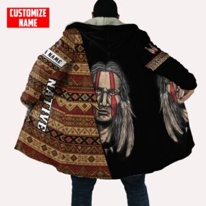 Native American Coat Customized Name Ancient People Native American 3D All Over Printed Hooded Cloak Coat 1 qp42u2.jpg