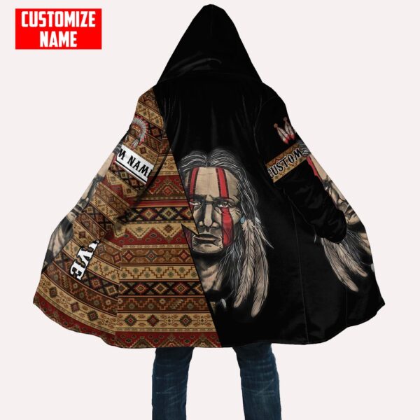 Native American Coat, Customized Name Ancient People Native American 3D All Over Printed Hooded Cloak Coat