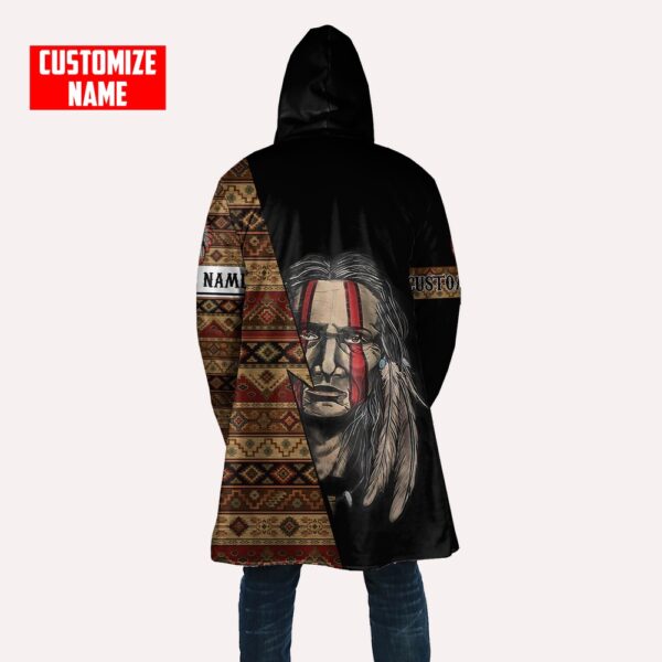 Native American Coat, Customized Name Ancient People Native American 3D All Over Printed Hooded Cloak Coat
