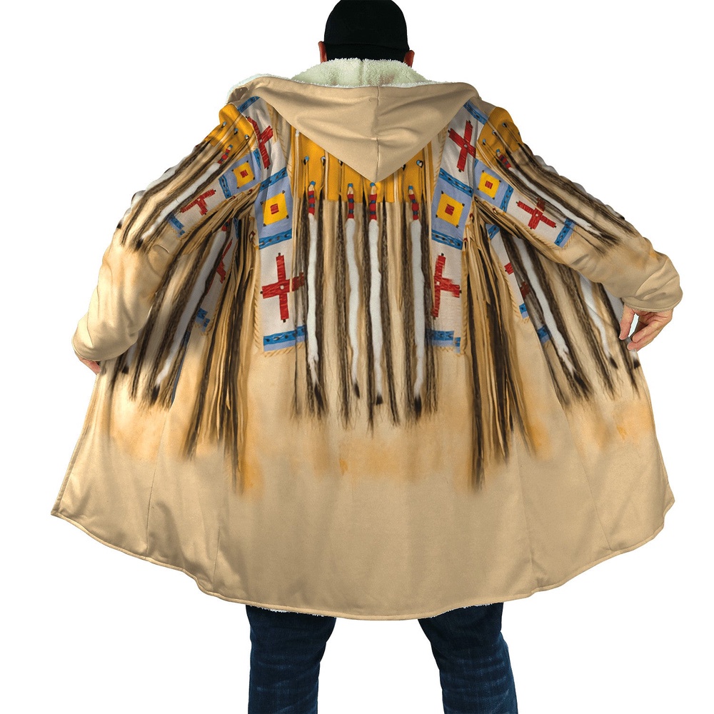 Native American Coat, Deep Cultural Heritage Native American 3D All Over Printed Hooded Cloak Coat