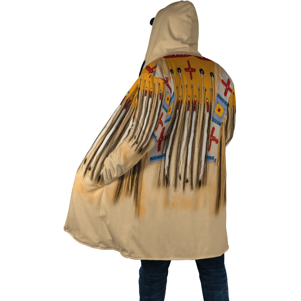 Native American Coat, Deep Cultural Heritage Native American 3D All Over Printed Hooded Cloak Coat