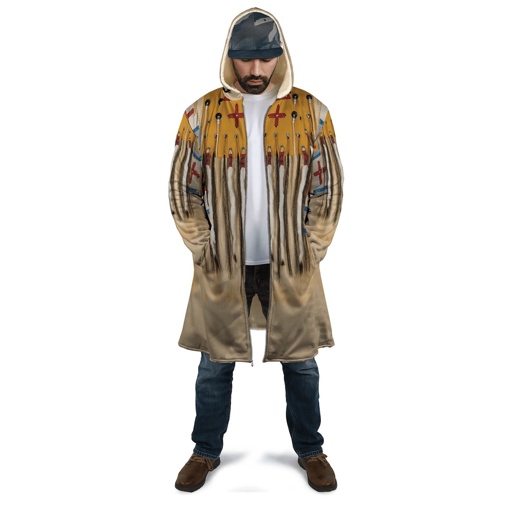 Native American Coat, Deep Cultural Heritage Native American 3D All Over Printed Hooded Cloak Coat